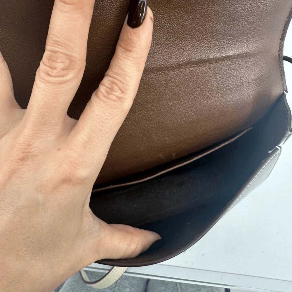 Celine 2016 Phoebe Philo Trotteur Crossbody Flap Bag Two Tone Beige Brown